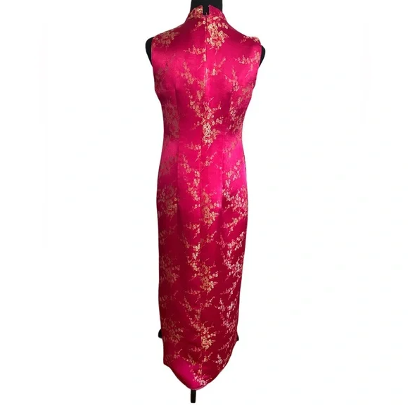 Pink and Gold 90’s y2k Cheongsam Vintage Formal Dress - Picture 4 of 5